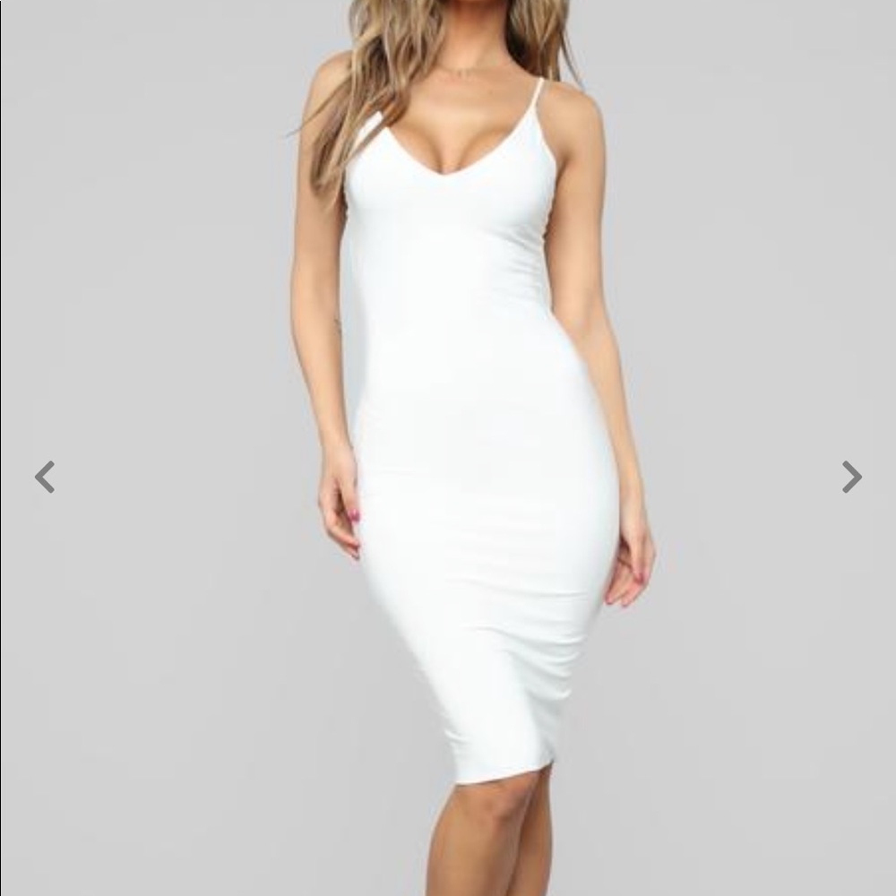 Fashion Nova  - white midi spaghetti strap